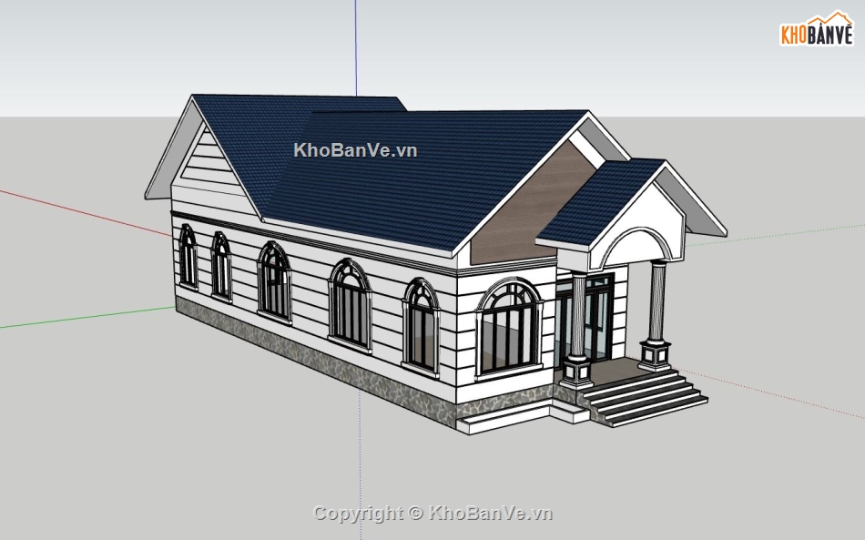 Nhà mái thái cấp 4,sketchup nhà cấp 4,mẫu nhà cấp 4,phối cảnh nhà cấp 4