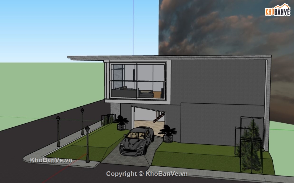 Nhà 2 tầng,model su nhà 2 tầng,sketchup nhà 2 tầng