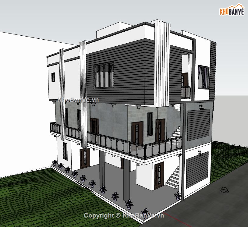 Nhà phố 3 tầng,model su nhà phố 3 tầng,nhà phố 3 tầng file su,file sketchup nhà phố 3 tầng,nhà phố 3 tầng model su