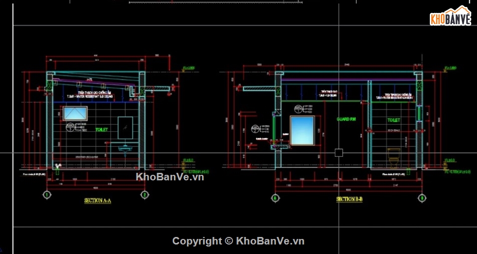 thiết kế nhà bảo vệ,bản vẽ nhà bảo vệ,nhà bảo vệ công ty