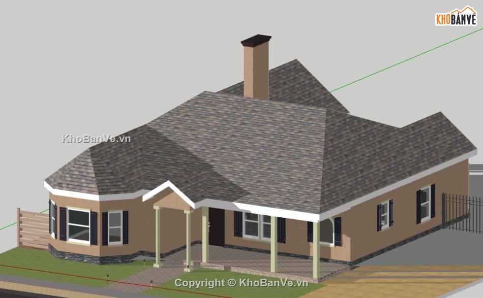 Biệt thự 1 tầng,model su biệt thự 1 tầng,biệt thự 1 tầng file su,sketchup biệt thự 1 tầng,biệt thự 1 tầng sketchup