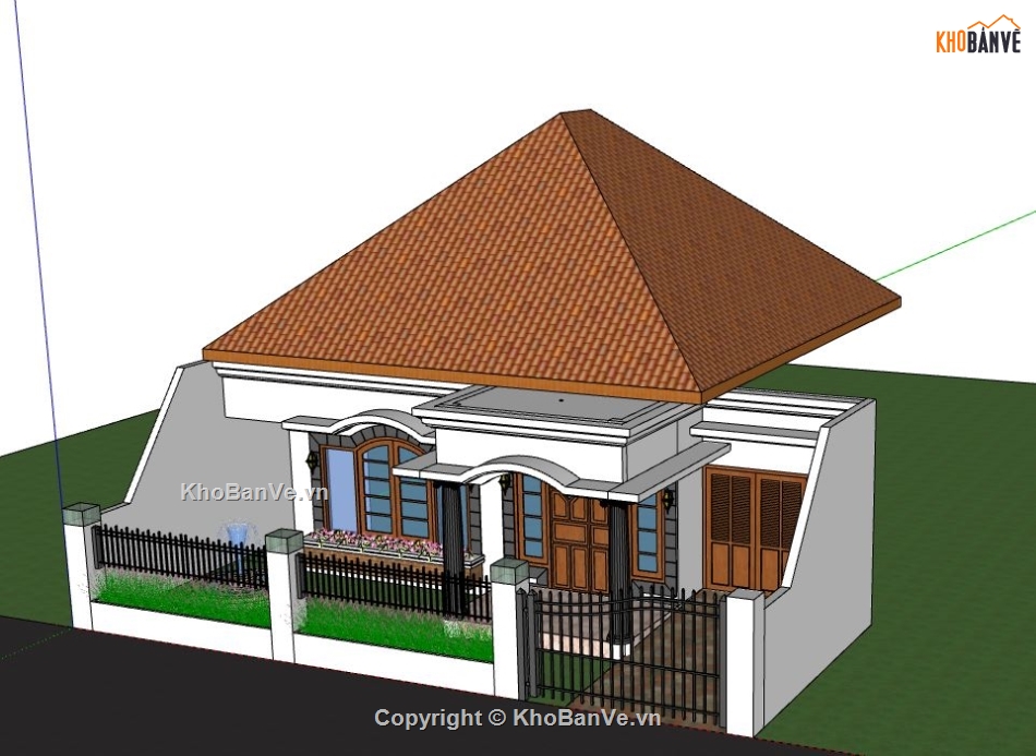 Biệt thự 1 tầng,model su biệt thự 1 tầng,biệt thự 1 tầng file su,sketchup biệt thự 1 tầng,biệt thự 1 tầng sketchup