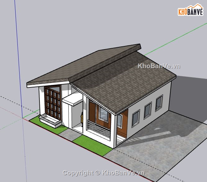 Biệt thự 1 tầng,sketchup Biệt thự  1 tầng,Biệt thự