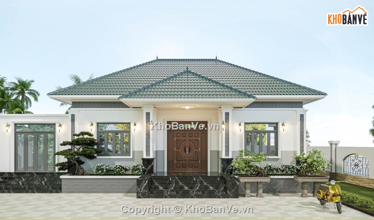 mẫu biệt thự 1 tầng,biệt thự 1 tầng,biệt thự mái nhật 1 tầng