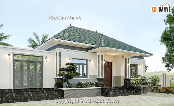 mẫu biệt thự 1 tầng,biệt thự 1 tầng,biệt thự mái nhật 1 tầng