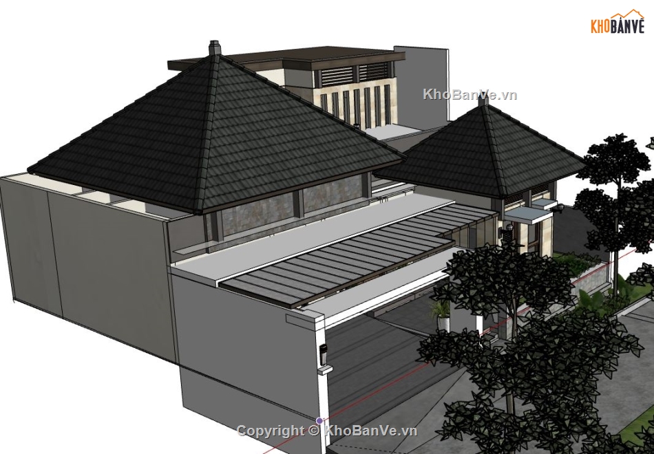 Biệt thự 1 tầng,model su biệt thự 1 tầng,file su biệt thự 1 tầng,biệt thự 1 tầng sketchup