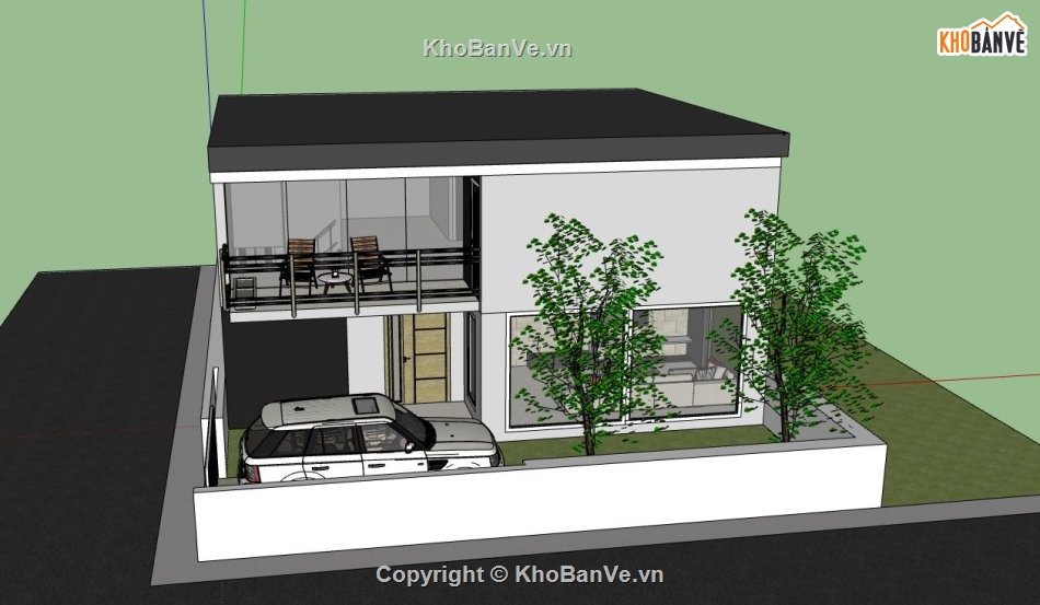 Biệt thự 2 tầng,model su biệt thự 2 tầng,file sketchup biệt thự 2 tầng