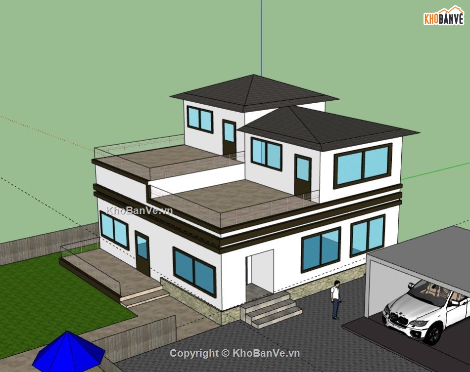 Biệt thự 2 tầng,model su biệt thự 2 tầng,biệt thự 2 tầng file su