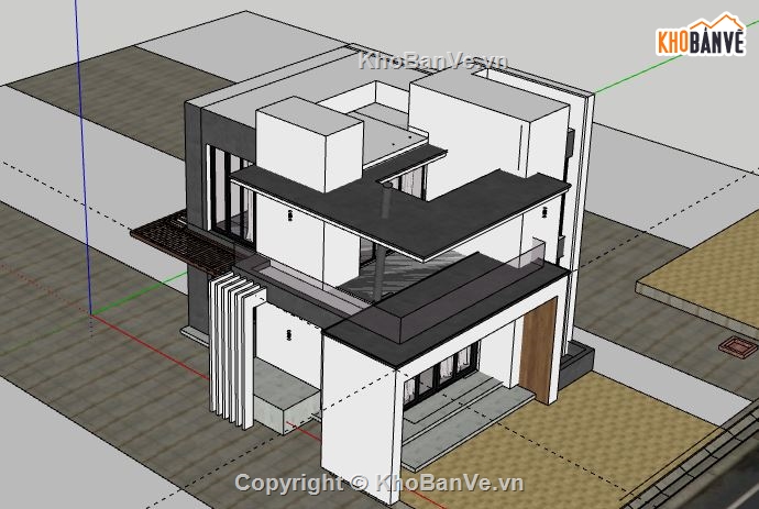 Biệt thự 2 tầng,file su biệt thự 2 tầng,file sketchup biệt thự 2 tầng