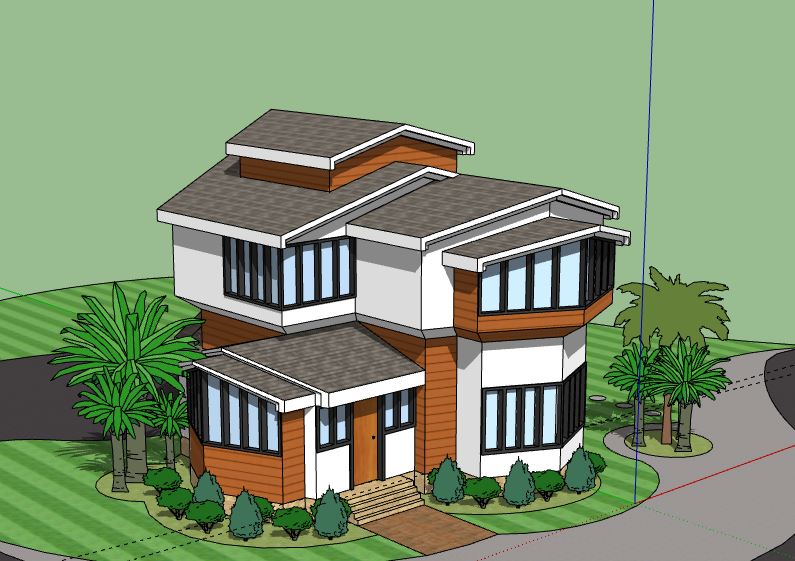 Biệt thự 2 tầng,model su biệt thự 2 tầng,mẫu biệt thự 2 tầng sketchup