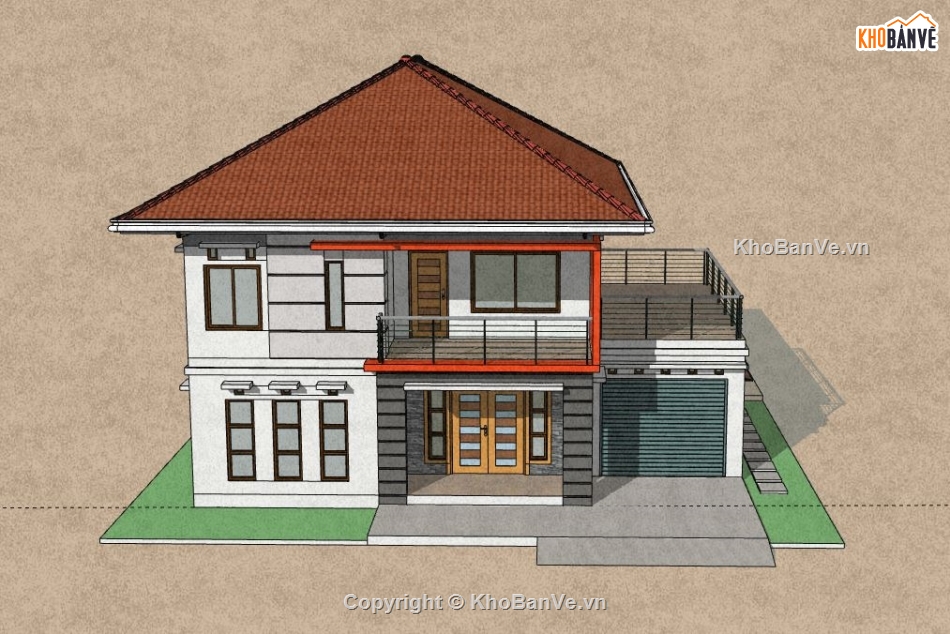 Biệt thự 2 tầng,model su biệt thự 2 tầng,mẫu biệt thự 2 tầng sketchup,biệt thự 2 tầng file su,sketchup biệt thự 2 tầng