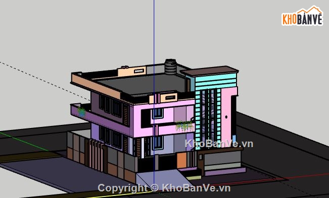 Biệt thự 2 tầng,model su biệt thự 2 tầng,sketchup biệt thự 2 tầng