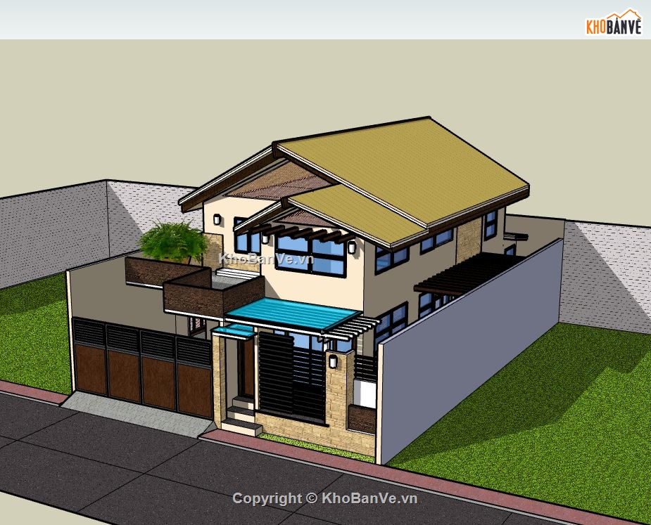 Biệt thự 2 tầng,model su biệt thự 2 tầng,sketchup biệt thự 2 tầng