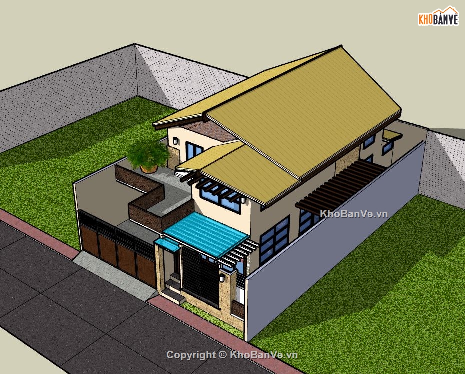 Biệt thự 2 tầng,model su biệt thự 2 tầng,sketchup biệt thự 2 tầng