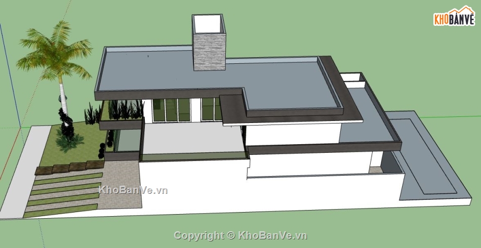 Biệt thự 2 tầng,model su biệt thự 2 tầng,biệt thự 2 tầng file su,mẫu sketchup biệt thự 2 tầng