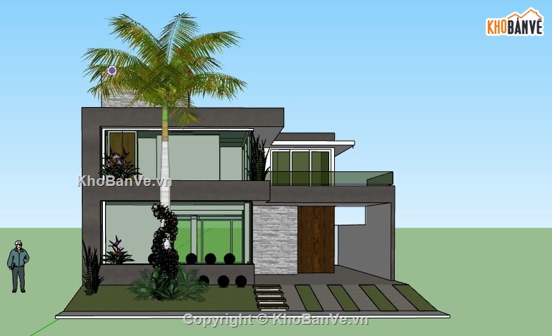 Biệt thự 2 tầng,model su biệt thự 2 tầng,biệt thự 2 tầng file su,mẫu sketchup biệt thự 2 tầng