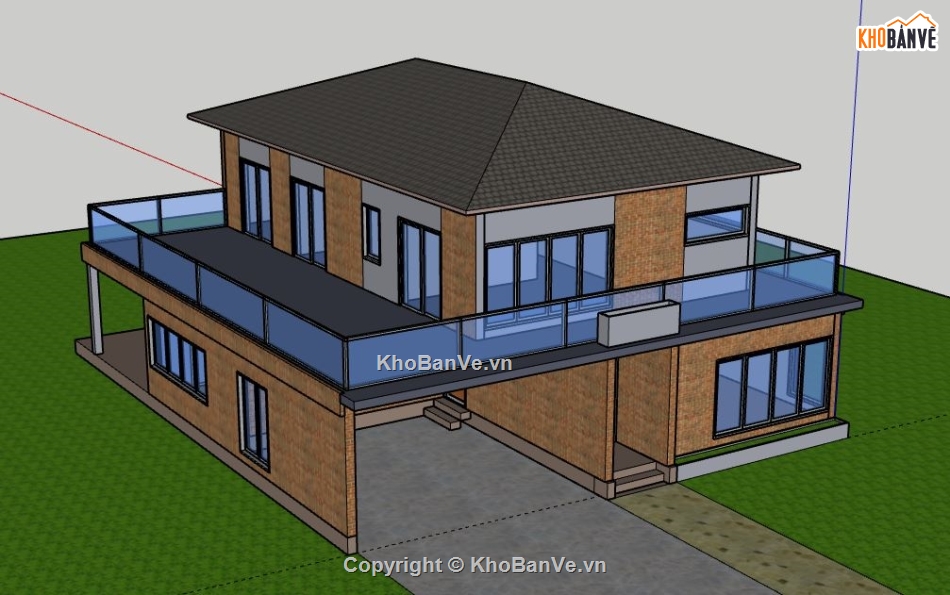 Biệt thự 2 tầng,model su biệt thự 2 tầng,file su biệt thự 2 tầng,sketchup biệt thự 2 tầng,biệt thự 2 tầng model su