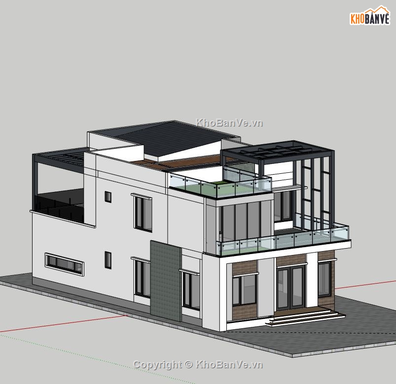 Biệt thự 2 tầng,Model su biệt thự 2 tầng,sketchup biệt thự 2 tầng