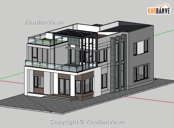 Biệt thự 2 tầng,Model su biệt thự 2 tầng,sketchup biệt thự 2 tầng