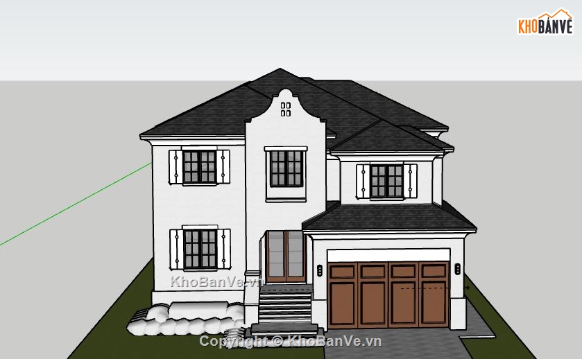 Biệt thự 2 tầng,model su biệt thự 2 tầng,biệt thự 2 tầng file sketchup