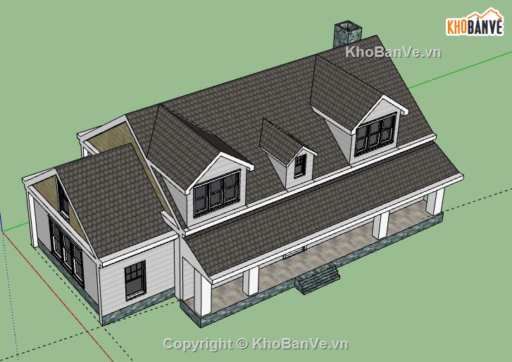 Biệt thự 2 tầng,model su biệt thự 2 tầng,biệt thự 2 tầng sketchup,sketchup biệt thự 2 tầng