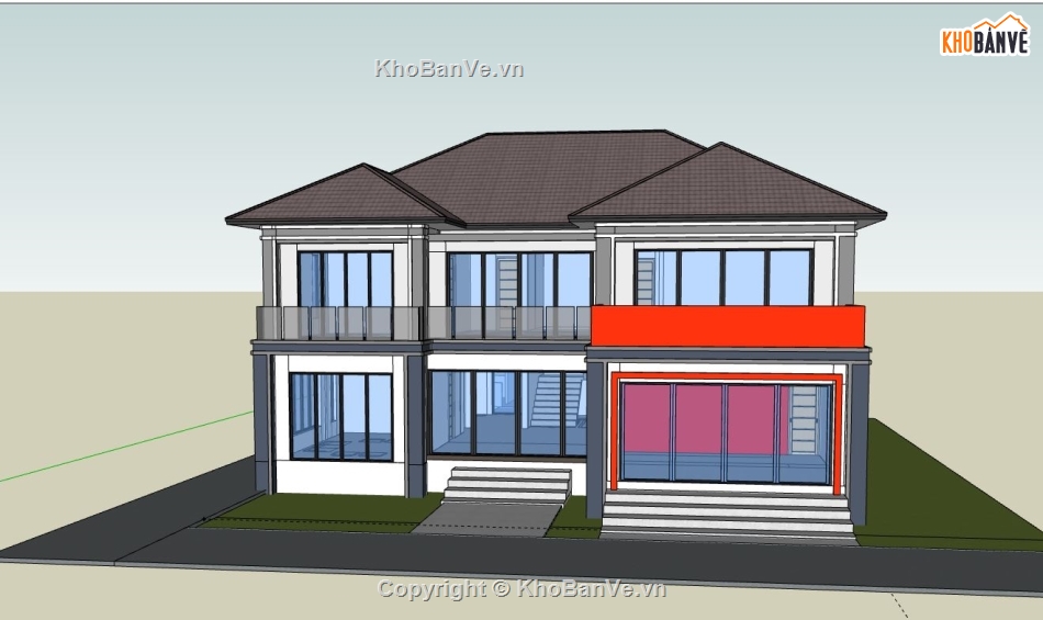 Biệt thự 2 tầng,model su biệt thự 2 tầng,mẫu biệt thự 2 tầng sketchup