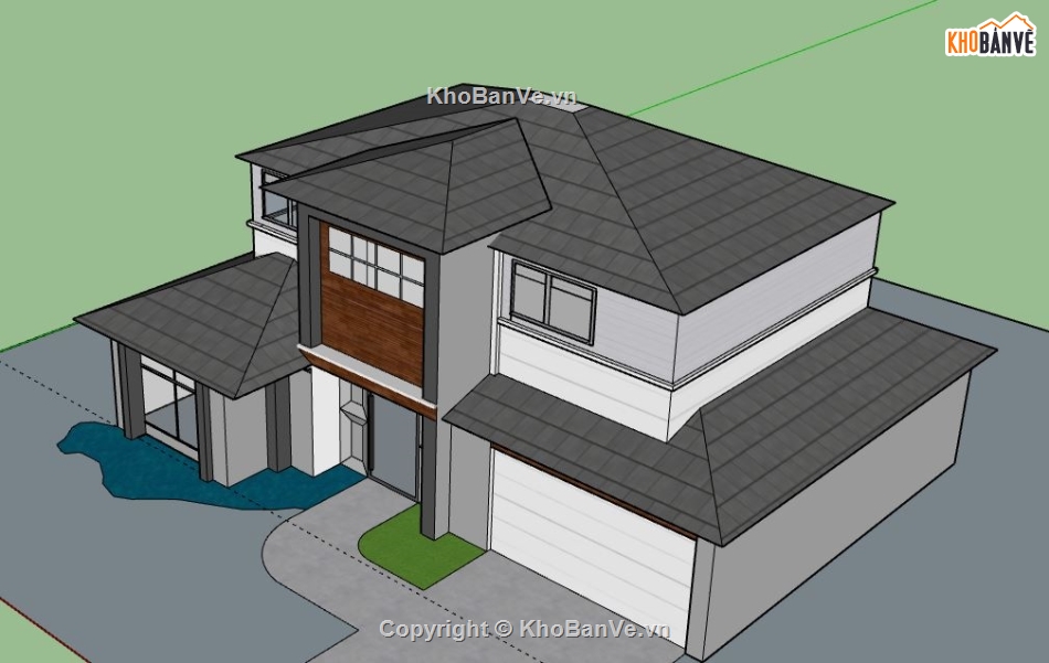 Biệt thự 2 tầng,model su biệt thự 2 tầng,file sketchup biệt thự 2 tầng