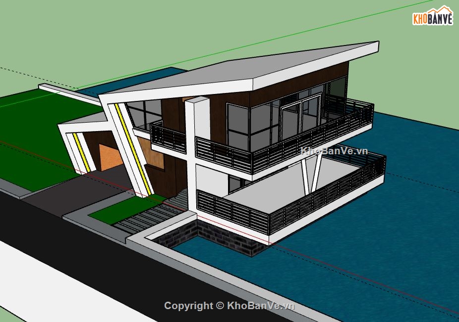 Biệt thự 2 tầng,model su biệt thự 2 tầng,file sketchup biệt thự 2 tầng