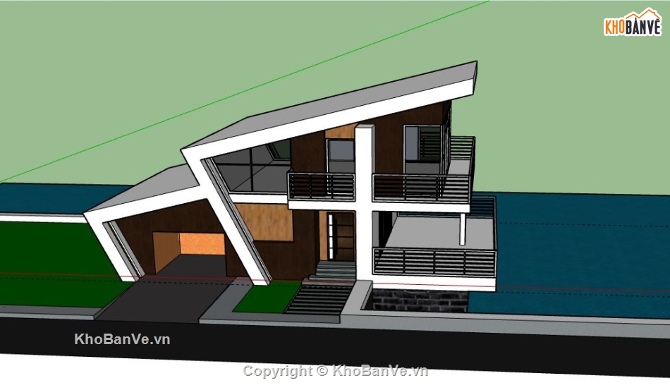 Biệt thự 2 tầng,model su biệt thự 2 tầng,file sketchup biệt thự 2 tầng