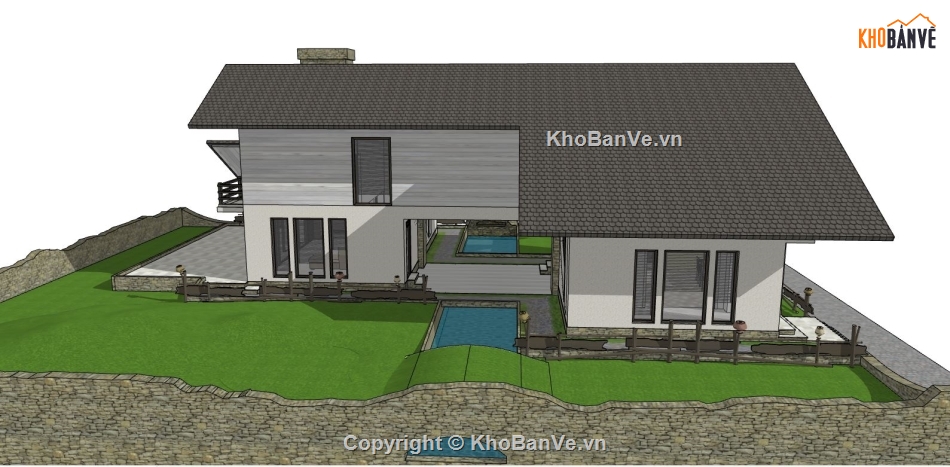 file su biệt thự,sketchup biệt thự,model su biệt thự 2 tầng