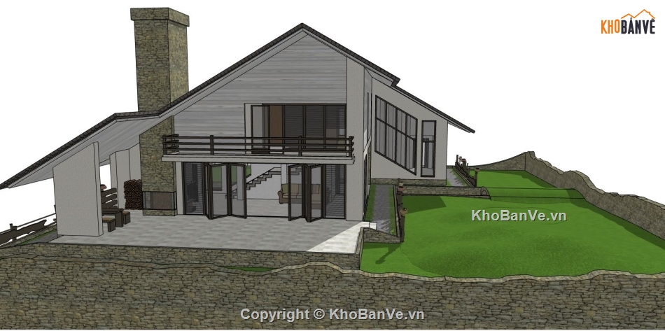 file su biệt thự,sketchup biệt thự,model su biệt thự 2 tầng