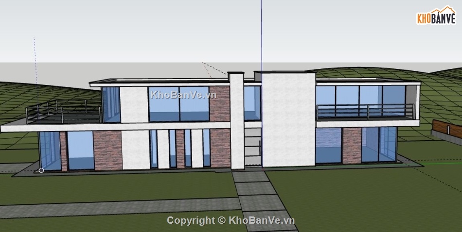 Biệt thự 2 tầng,model su biệt thự 2 tầng,biệt thự 2 tầng file su,sketchup biệt thự 2 tầng