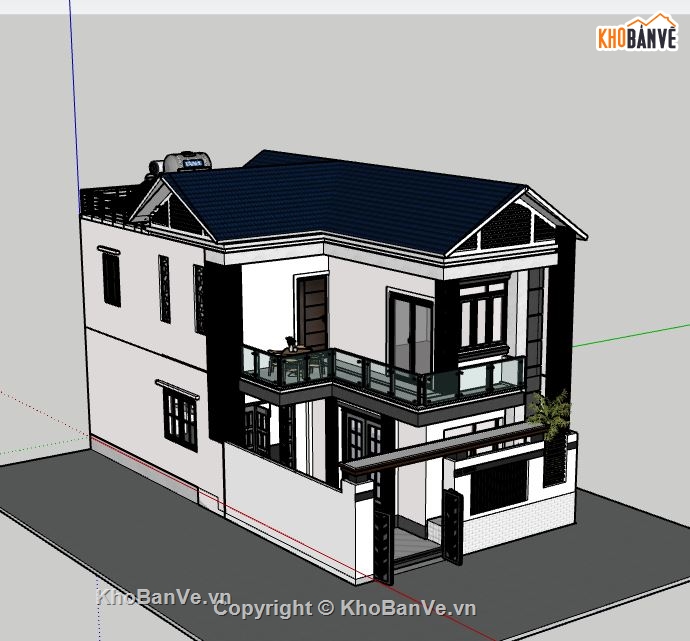 Biệt thự 2 tầng,model su biệt thự 2 tầng,sketchup biệt thự 2 tầng