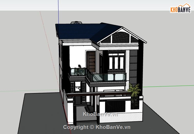 Biệt thự 2 tầng,model su biệt thự 2 tầng,sketchup biệt thự 2 tầng