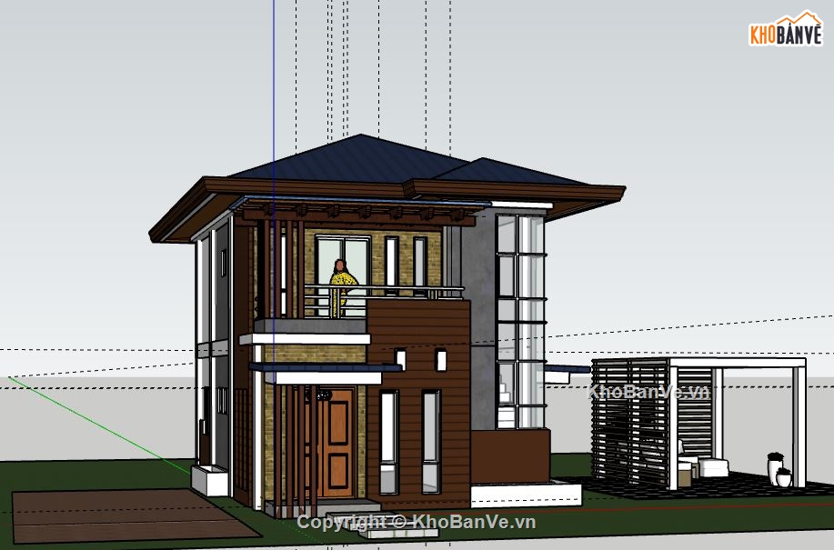 Biệt thự 2 tầng,Model su biệt thự 2 tầng,sketchup biệt thự 2 tầng