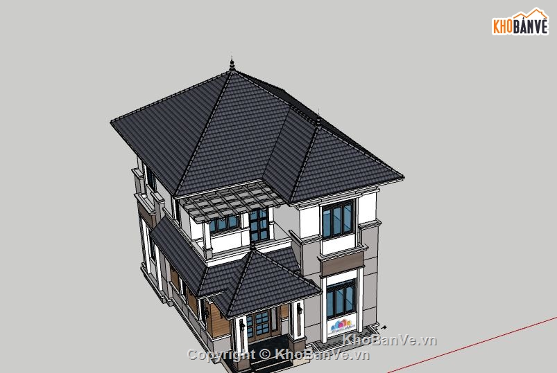 Biệt thự  2 tầng,biệt thự 2 tầng file su,file sketchup biệt thự 2 tầng