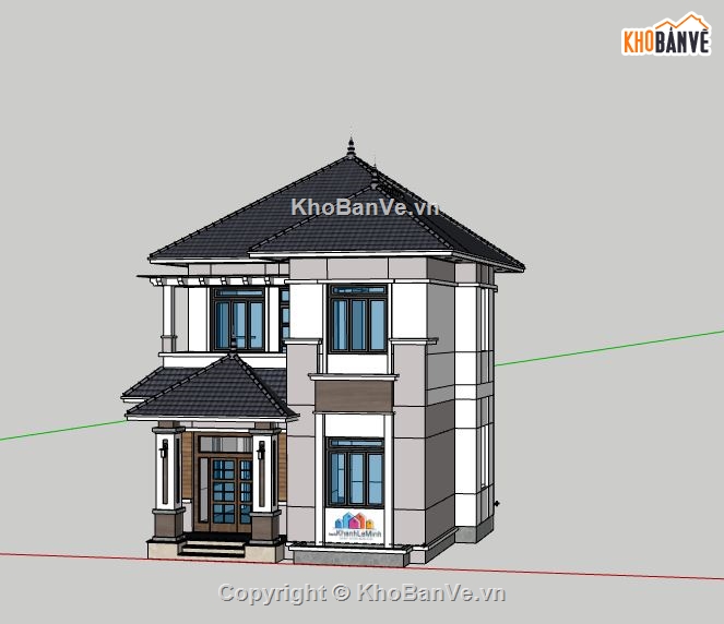 Biệt thự  2 tầng,biệt thự 2 tầng file su,file sketchup biệt thự 2 tầng