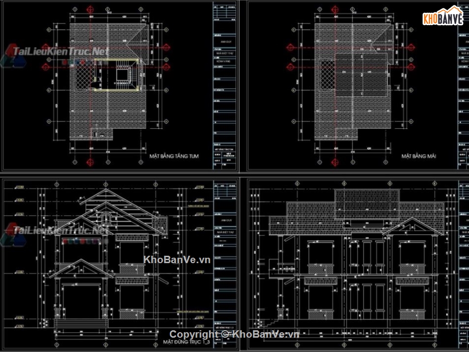 Biệt thự,Biệt thự 2 tầng,file cad biệt thự 2 tầng