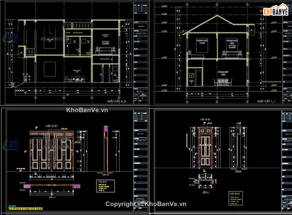 Biệt thự,Biệt thự 2 tầng,file cad biệt thự 2 tầng