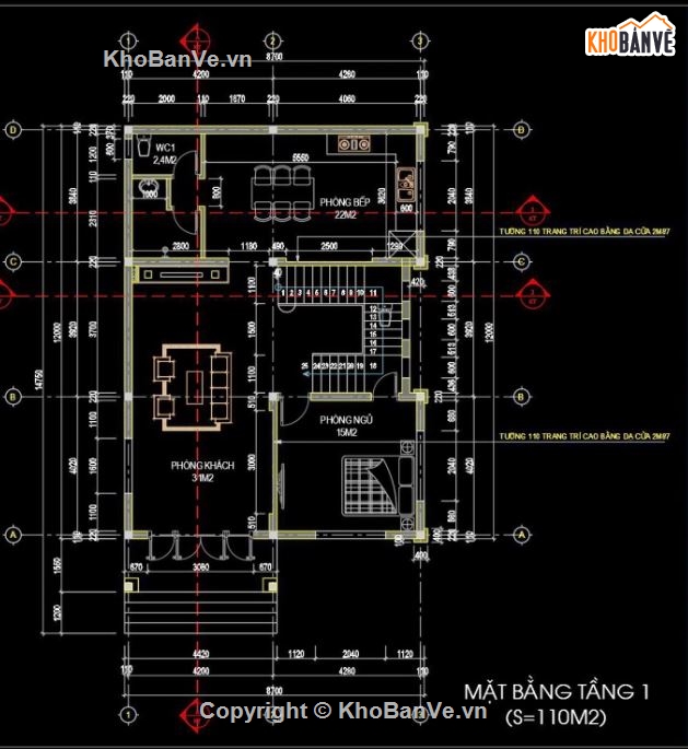 Biệt thự,Biệt thự 2 tầng,file cad biệt thự 2 tầng