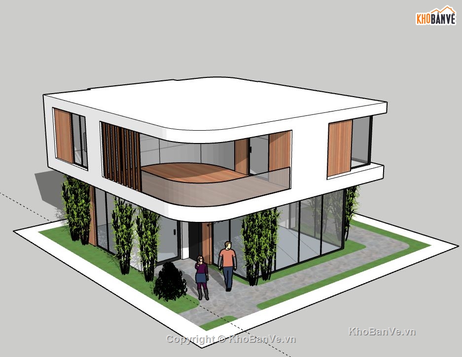 nhà biệt thự 2 tầng file sketchup,biệt thự 2 tầng,file su biệt thự 2 tầng