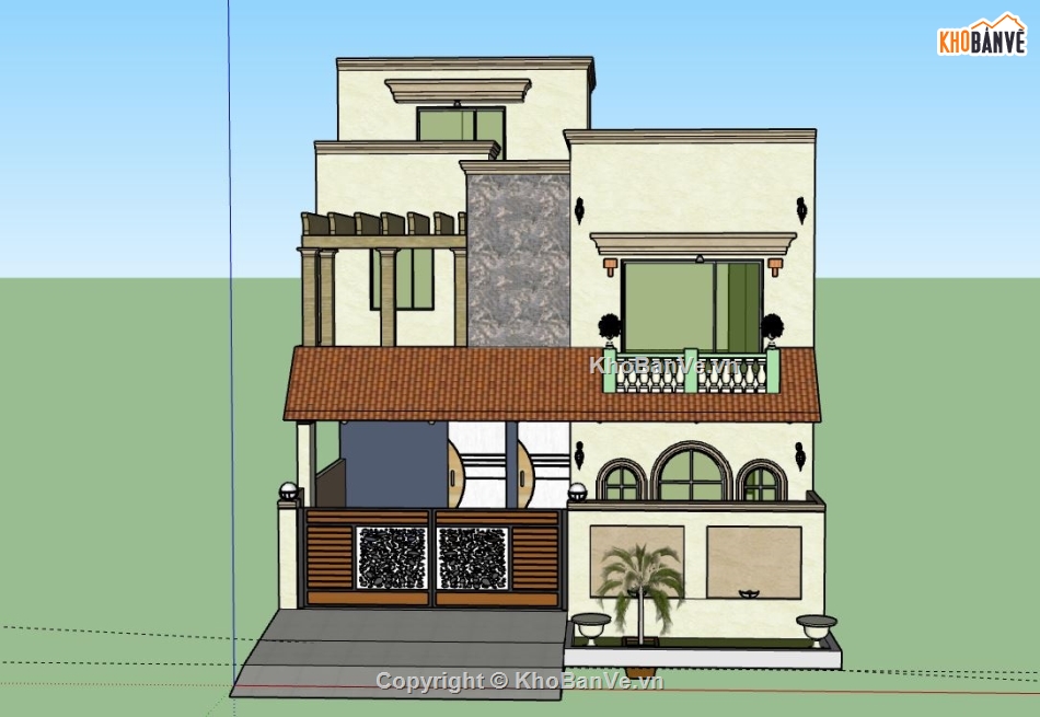 Biệt thự 2 tầng,model su biệt thự,biệt thự 2 tầng model su,sketchup biệt thự 2 tầng