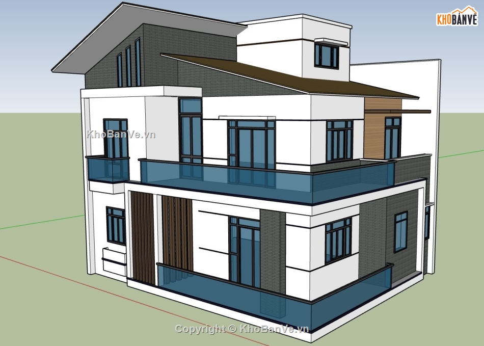 Biệt thự  2 tầng,biệt thự 2 tầng sketchup,model sketchup biệt thự 2 tầng