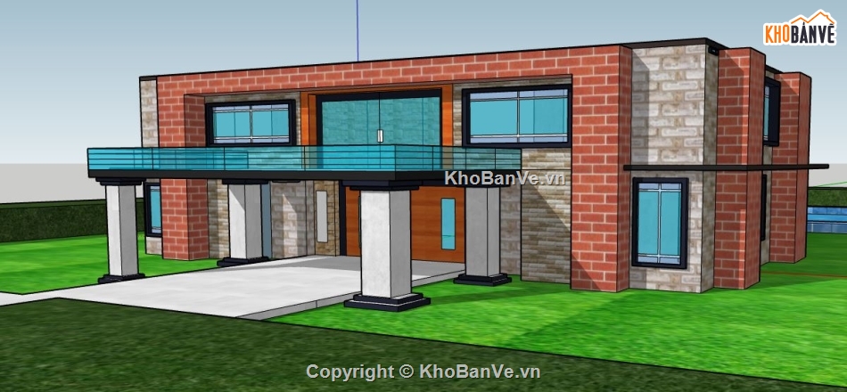 model su biệt thự,su biệt thự,sketchup biệt thự