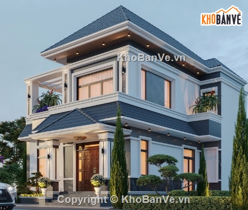 biệt thự 2 tầng,cad biệt thự 2 tầng,file cad biệt thự 2 tầng