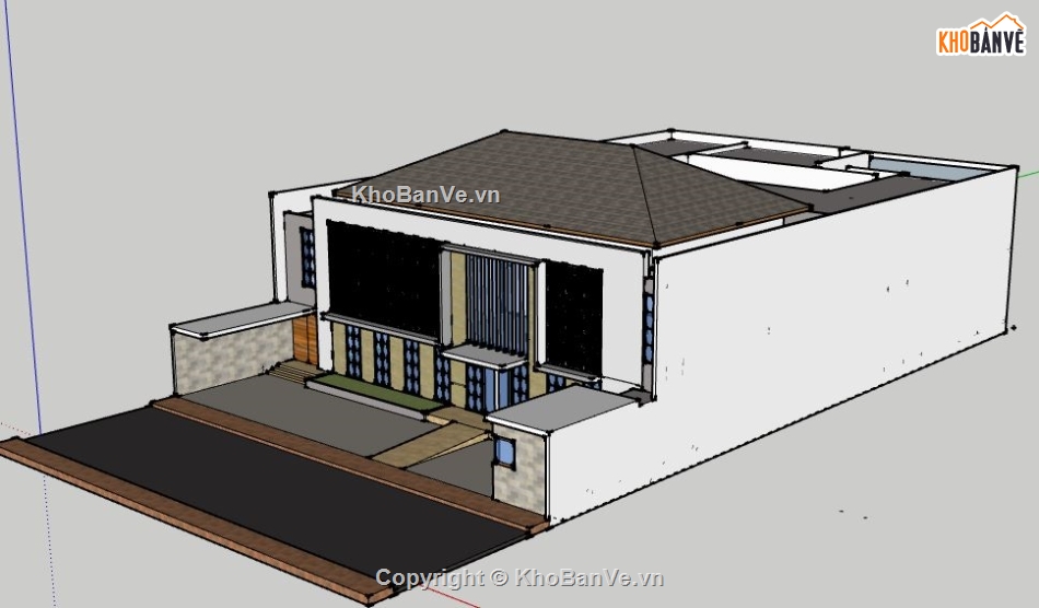 Biệt thự 1 tầng,model su biệt thự 1 tầng,biệt thự 1 tầng file su,sketchup biệt thự 1 tầng,biệt thự 1 tầng sketchup