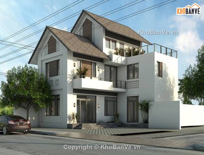 biệt thự sketchup,sketchup biệt thự,sketchup biệt thự 3 tầng