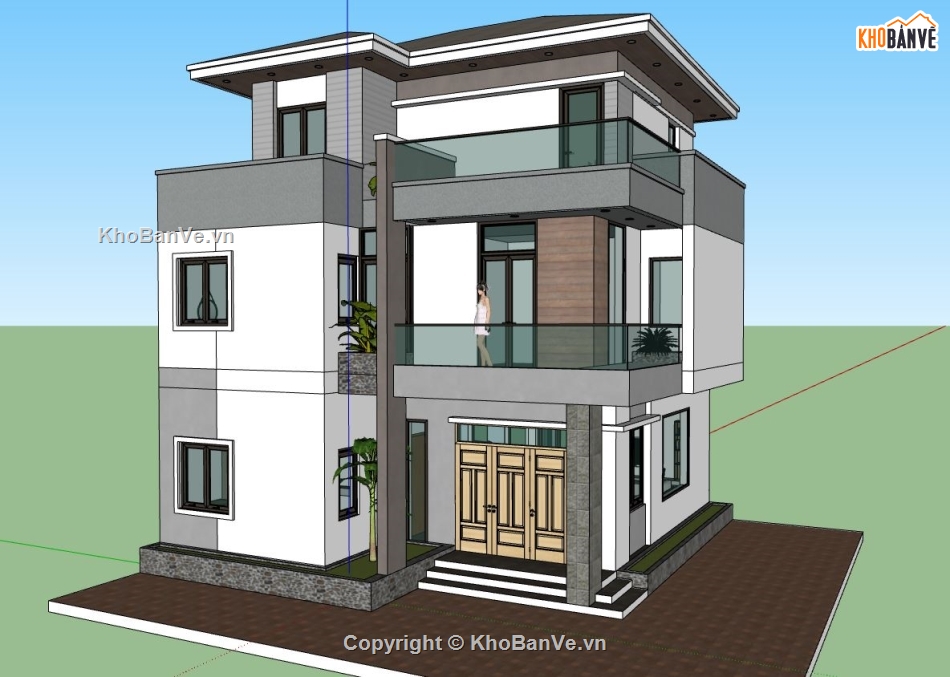 Biệt thự 3 tầng,sketchup biệt thự,biệt thự hiện đại