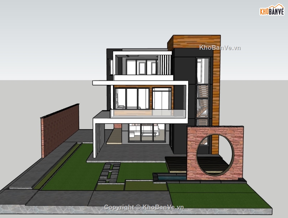 mẫu biệt thự 3 tầng,model su biệt thự 3 tầng,file sketchup biệt thự