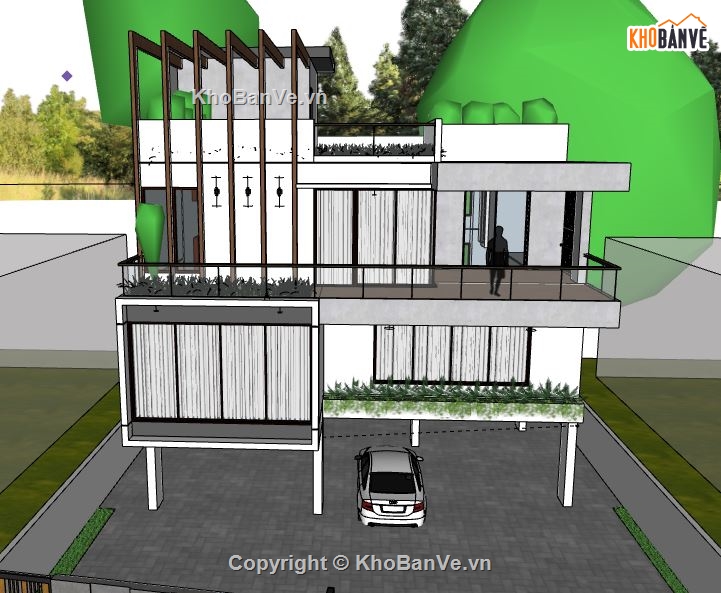 Biệt thự 3 tầng file sketchup,model su biệt thự 3 tầng,biệt thự 3 tầng file su,file sketchup biệt thự 3 tầng